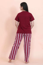 Velure Stylish Relaxed Pajama Set - Velure - - Full Length Pant, Half Sleeves, Hosiery Cotton, Round neck nightsuit