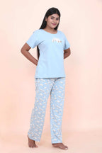 Velure Cute Cartoon Polar Bear Printed Pajama Set - Velure - - Cotton Lycra Fabric, Full Length Pant, Half Sleeves, Round neck nightsuit