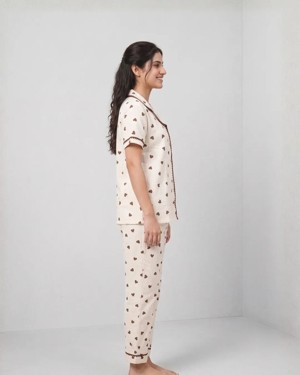 Velure Sweet Cocoa Hearts Night Suit