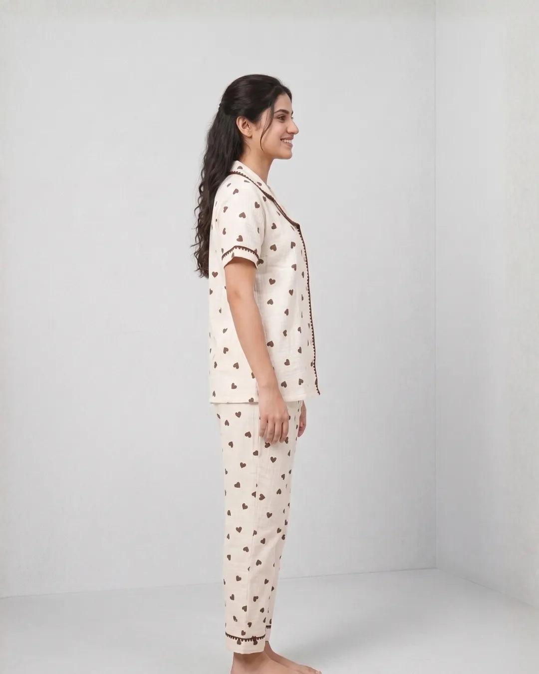 Velure Sweet Cocoa Hearts Night Suit