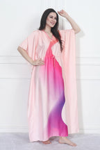 Velure Embellished Gradient Kaftan - Velure - - Center Drawstring, Full Length Nighty, Satin