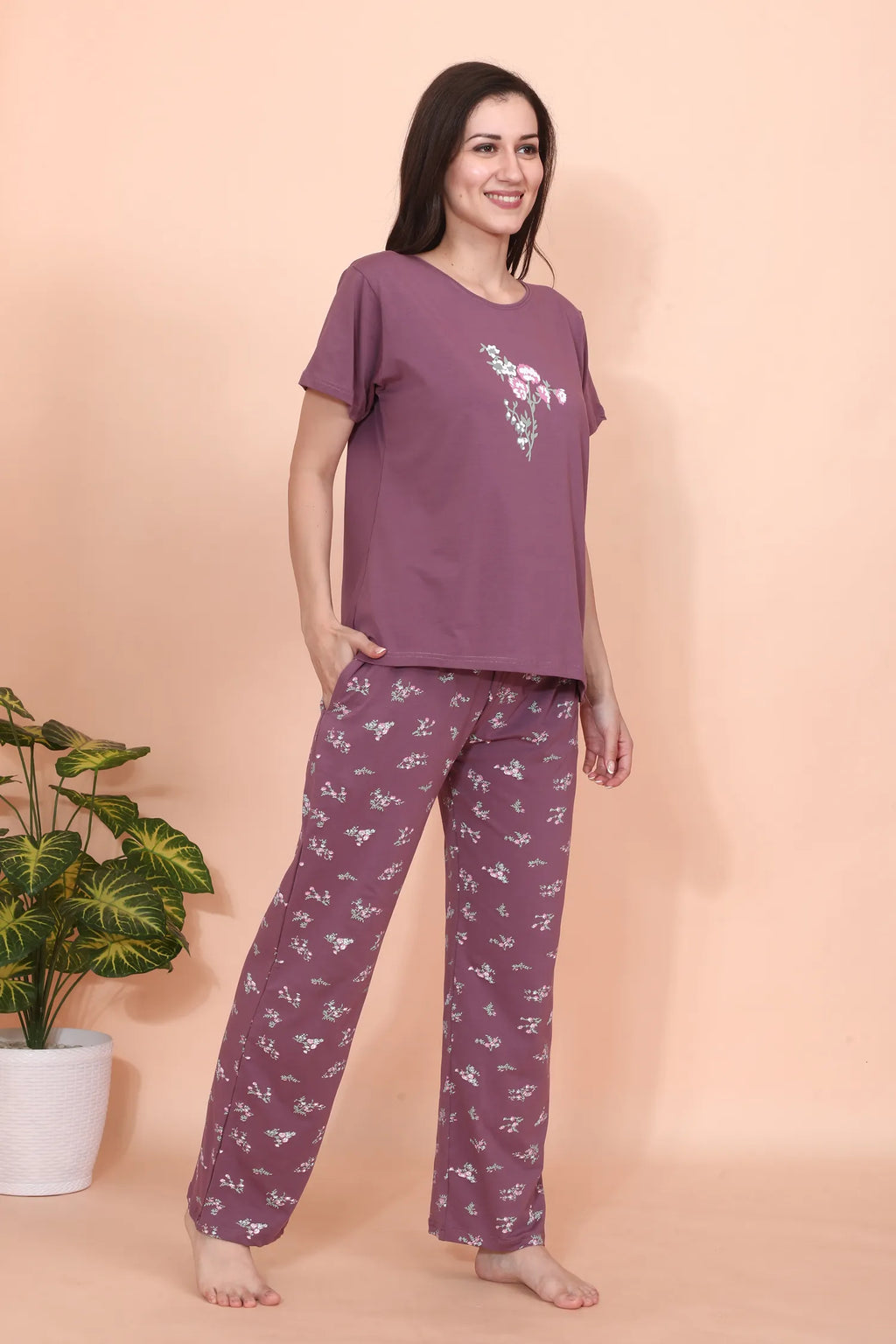 Velure Abstract Comfort Floral Print Pajama Set