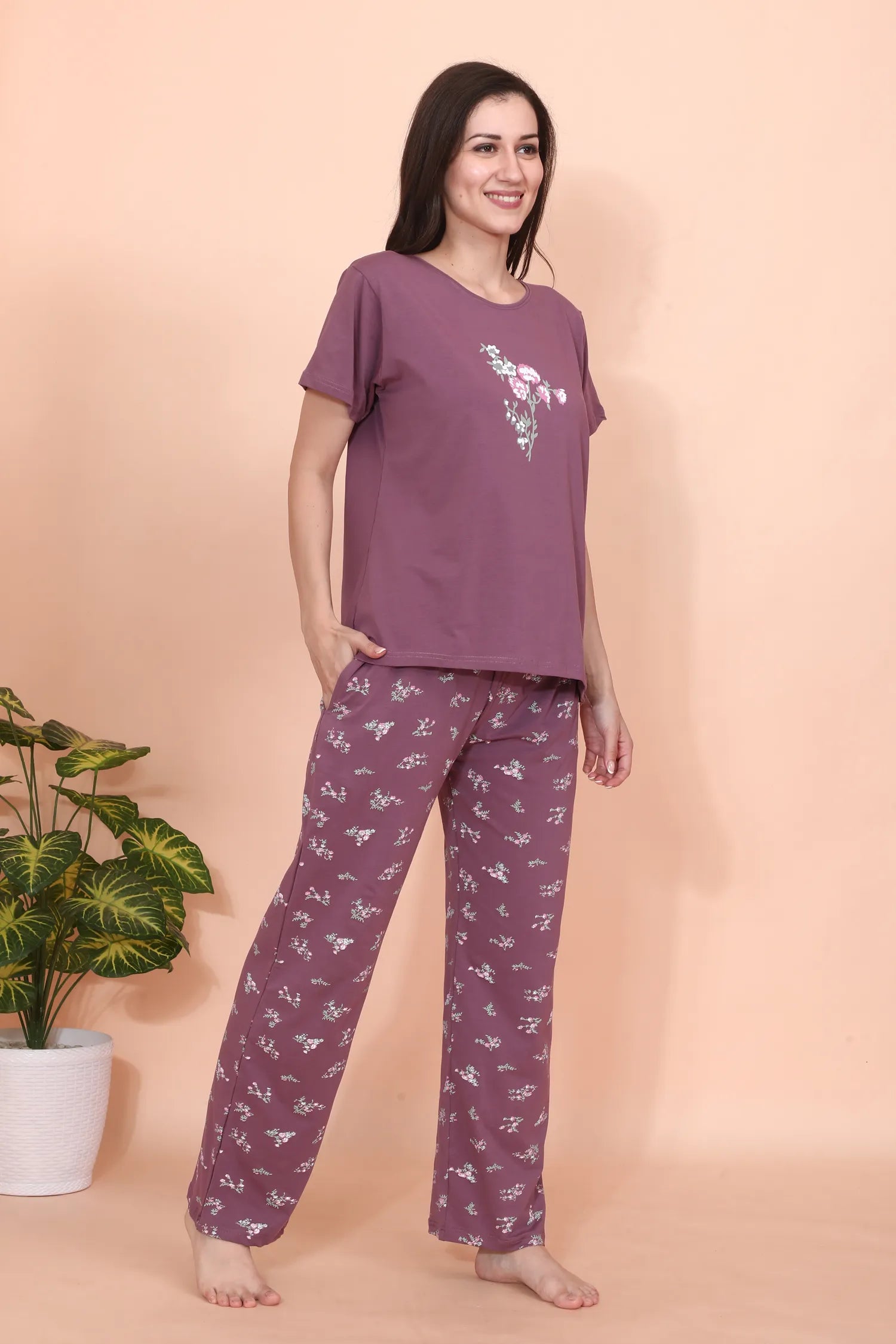 Velure Abstract Comfort Floral Print Pajama Set