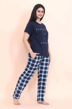 Velure Soft Touch Printed Pajama Set - Velure - - Abstract Print, Full Length Pant, Half Sleeves, Hosiery Cotton, Round neck nightsuit