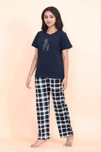 Velure Cute Classic Pajama Set - Velure - - Abstract Print, Full Length Pant, Half Sleeves, Round neck nightsuit