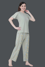 Velure Tunic Blossom Print Pajama Set - Velure - - Cotton, Floral Print, Full Length Pant, Half Sleeves, Round neck nightsuit
