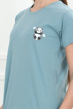 Velure Sleek Panda Shorts Set - Velure - - Cotton Lycra Fabric, Half Sleeves, Printed, Round neck, Shorts