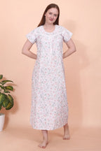 Velure Embellished Floral Print Cotton Nighty