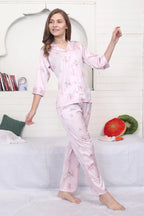 Velure Graceful  Floral Print Satin Night Suit