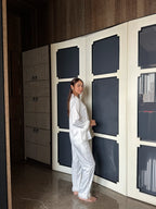 Velure Grey Shimmering Star Fur Satin Sleepwear Set