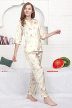 Velure Ravishing Floral Print Satin Night Suit