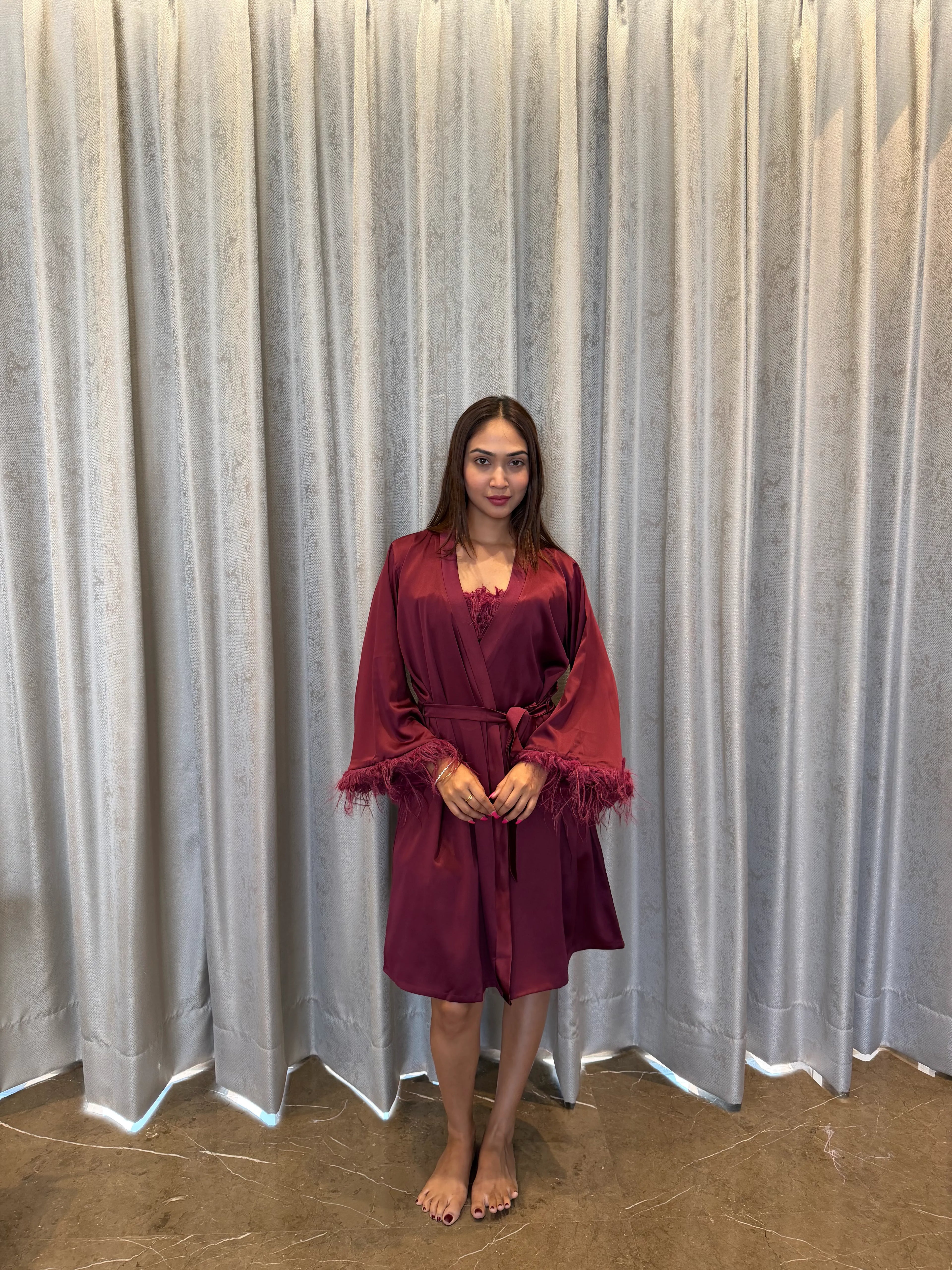 Velure Attractive Maroon Only Robe