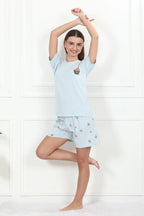 Velure Attractive Cupcake Shorts Set - Velure - - Cotton Lycra Fabric, Half Sleeves, Printed, Round neck, Shorts