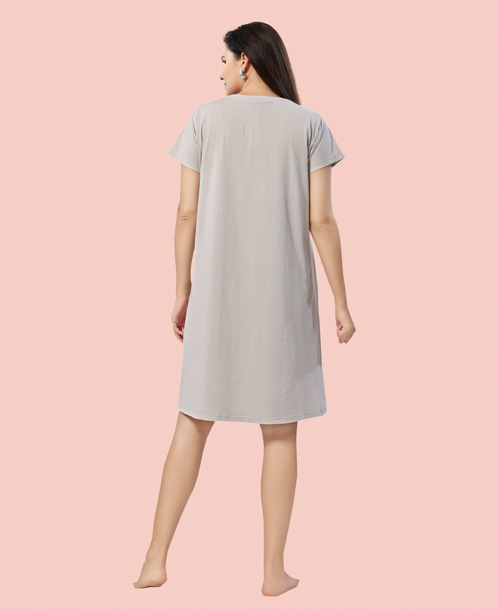 Velure Fusion Short Nighty - Velure - - Cotton, Half Sleeves, Knee Length, Printed, Round neck