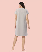 Velure Fusion Short Nighty - Velure - - Cotton, Half Sleeves, Knee Length, Printed, Round neck