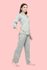 Velure Houndstooth Satin Print Night Suit - Velure, , Upgrade your sleepwear assortment by adding the Velure Houndstooth Satin Print Night Suit to your collection. Made from soft satin material, this night suit offers a gentle and comforting sensation against the skin. The printed design adds a charming touch. It is the ideal combination of fashion and comfort, making it a must-have in your sleepwear collection.