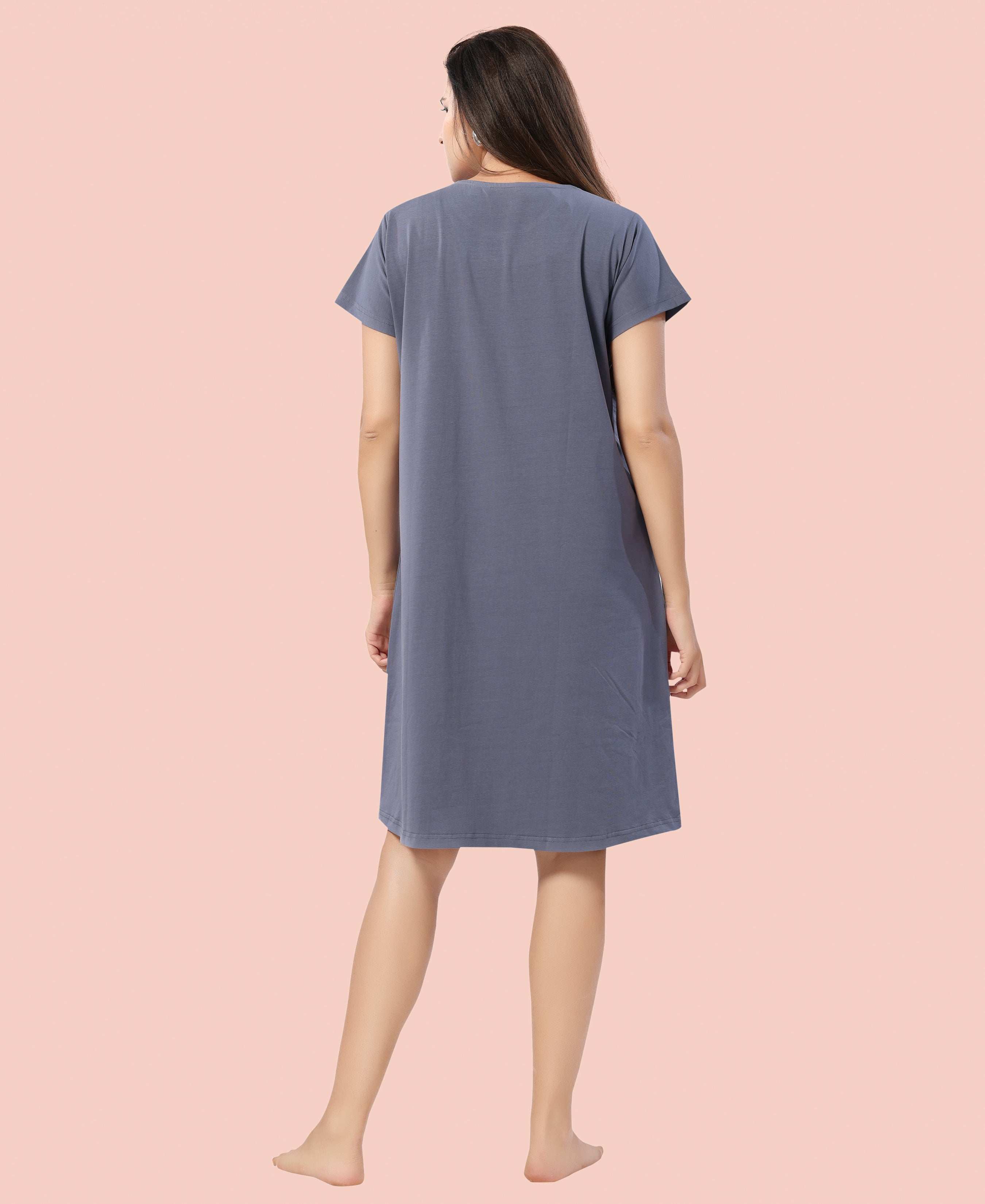 Velure Vibrant Coffee Time Short Nighty - Velure - - Cotton, Knee Length, Printed, Round neck