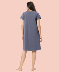 Velure Vibrant Coffee Time Short Nighty - Velure - - Cotton, Knee Length, Printed, Round neck
