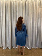 Velure Satin 3 Piece Peacock Blue Robe Set