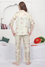 Velure Ravishing Floral Print Satin Night Suit