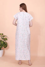 Velure Embellished Floral Print Cotton Nighty