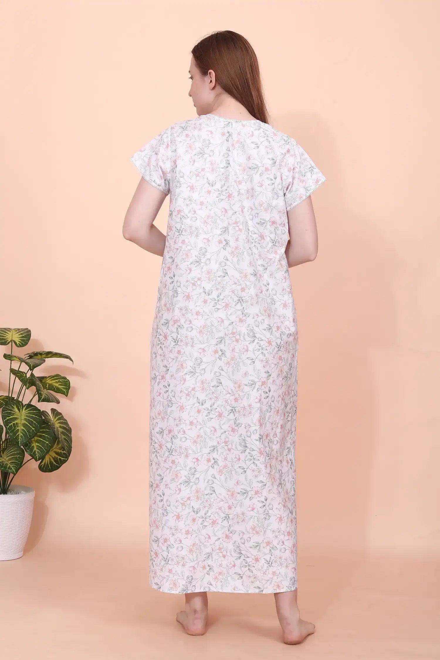 Velure Embellished Floral Print Cotton Nighty