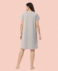 Velure Fusion Short Nighty - Velure - - Cotton, Half Sleeves, Knee Length, Printed, Round neck