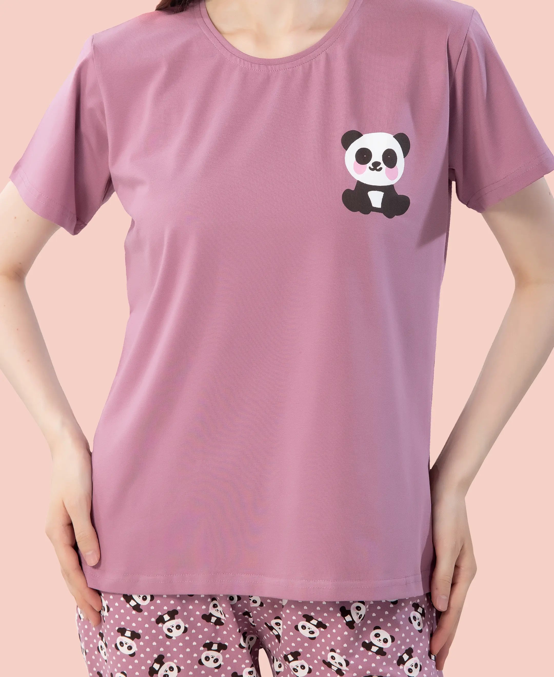 Velure Playful Panda Printed Pajama Set