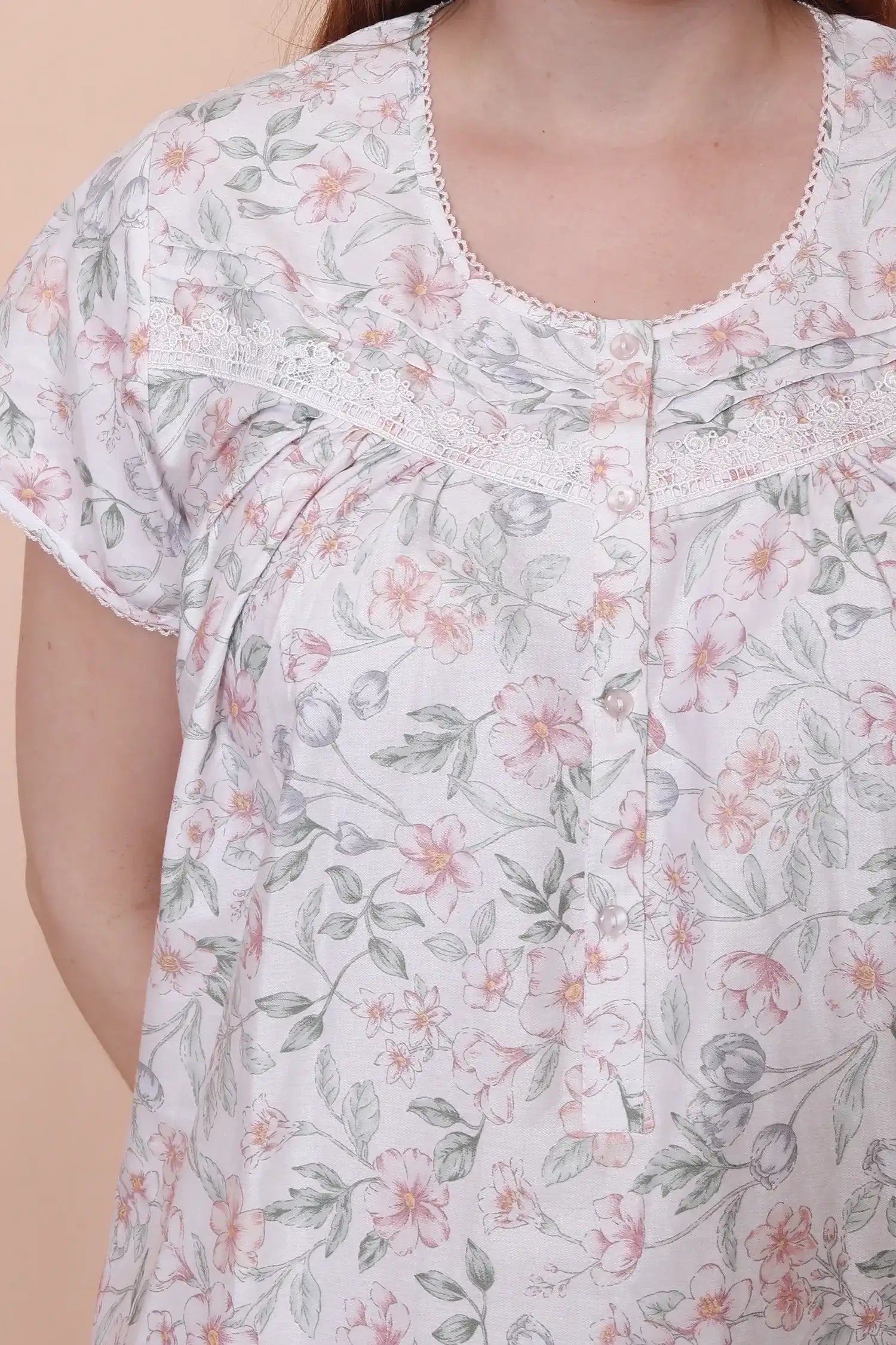 Velure Embellished Floral Print Cotton Nighty