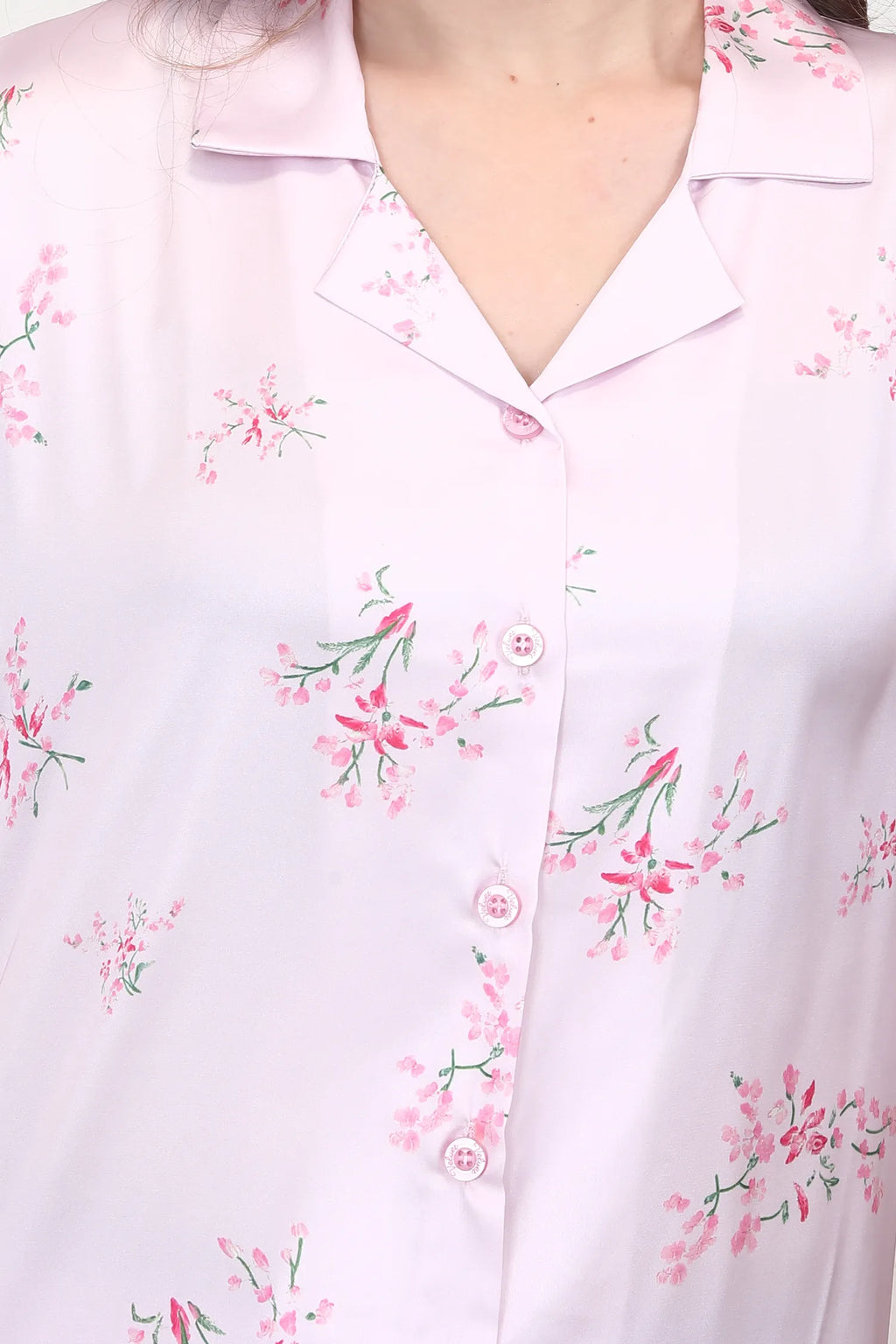 Velure Graceful  Floral Print Satin Night Suit