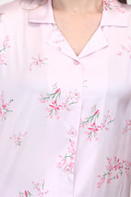 Velure Graceful  Floral Print Satin Night Suit