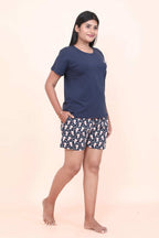 Velure Embellished Snowman Printed Shorts Set - Velure - - Cotton Lycra Fabric, Half Sleeves, Printed, Round neck