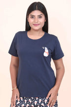 Velure Embellished Snowman Printed Shorts Set - Velure - - Cotton Lycra Fabric, Half Sleeves, Printed, Round neck