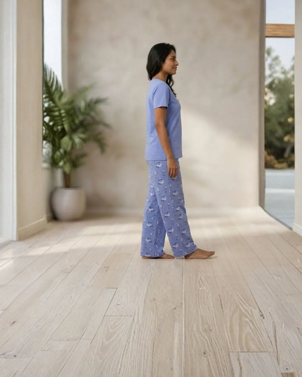 Velure Cute Blue Blooming Pajama Set