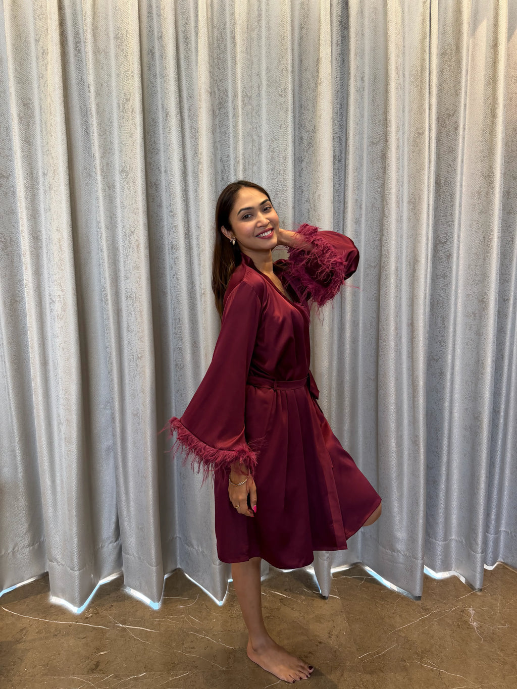 Velure Attractive Maroon Only Robe