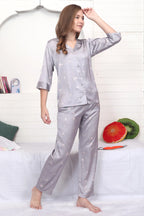 Velure Aesthetic Floral Print Satin Night Suit