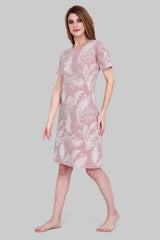 Velure Elegant Floral Print Short Nighty - Velure - Short Nighty - Cotton, Floral Print, Half Sleeves, Knee Length, Round neck