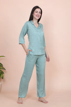 Velure Luxurious Rose Print Satin Night Suit