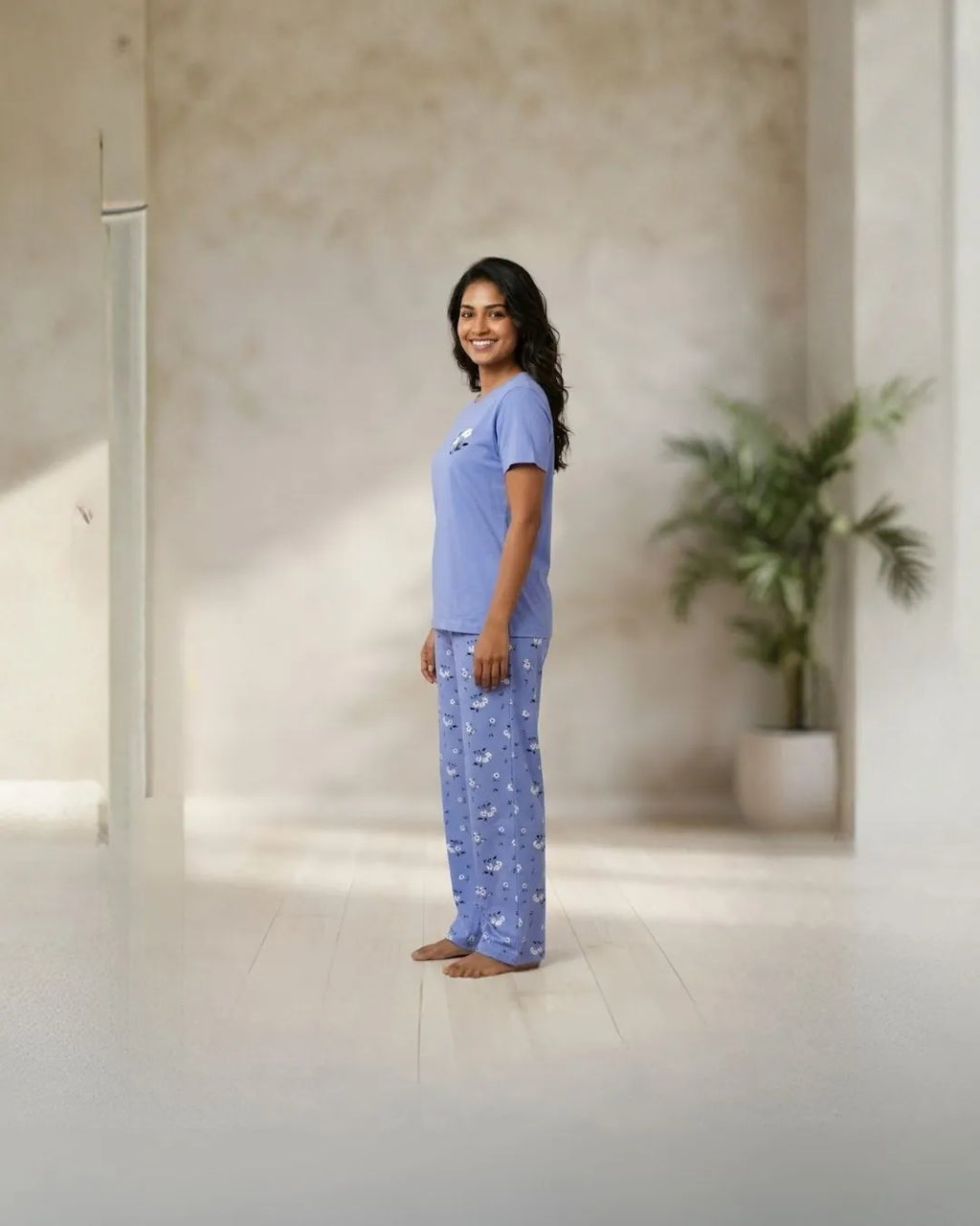 Velure Cute Blue Blooming Pajama Set
