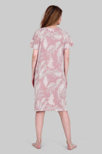 Velure Elegant Floral Print Short Nighty - Velure - - Cotton, Floral Print, Half Sleeves, Knee Length, Round neck