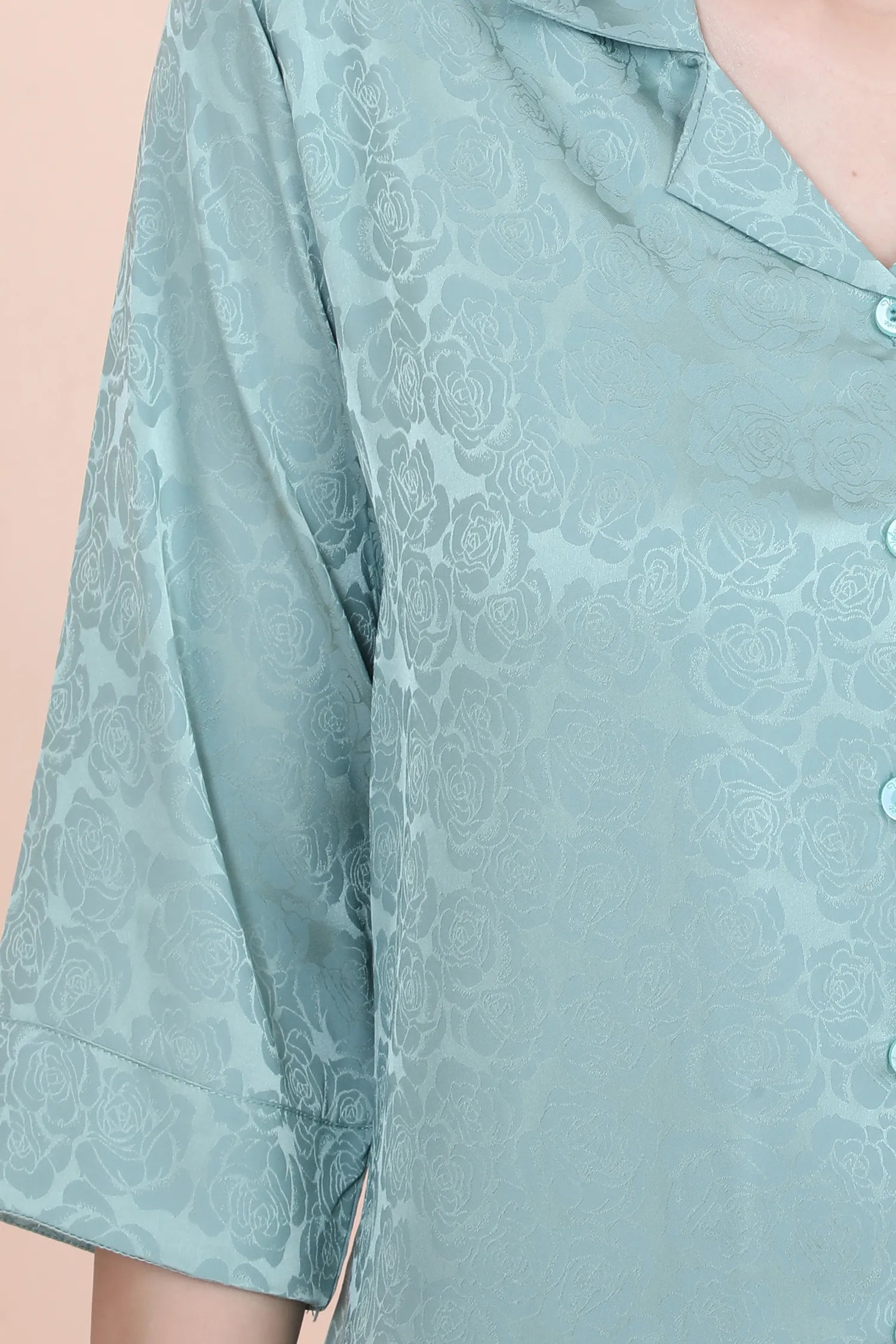Velure Luxurious Rose Print Satin Night Suit