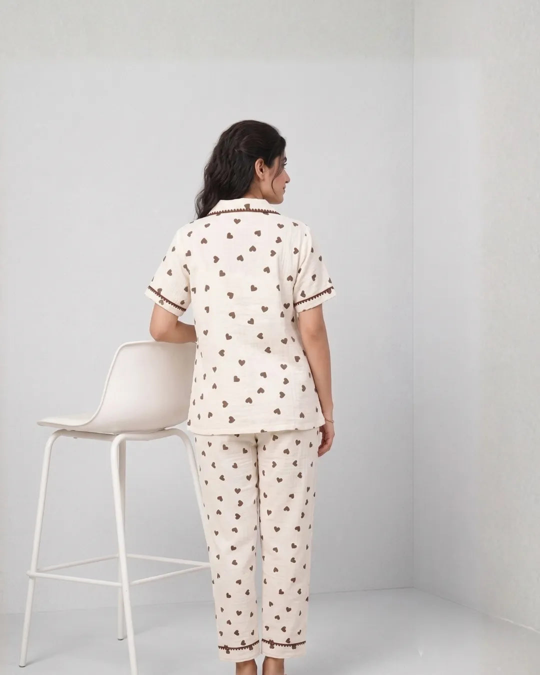 Velure Sweet Cocoa Hearts Night Suit