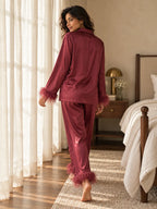 Velure  Sunlit Burgundy Fur Night Suit