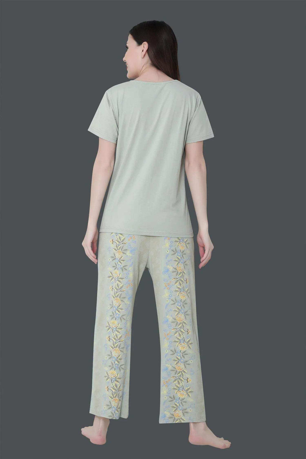 Velure Tunic Blossom Print Pajama Set - Velure - - Cotton, Floral Print, Full Length Pant, Half Sleeves, Round neck nightsuit