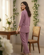 Velure Classic Wine Cotton Night Suit