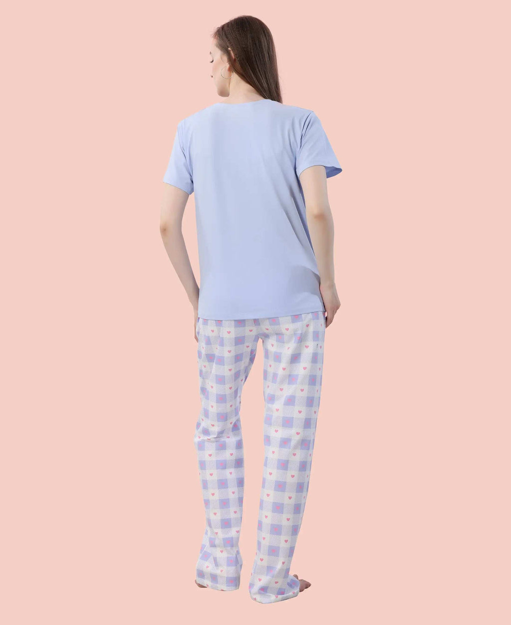 Velure Sleek Printed Pajama Set - Velure - - Cotton Lycra Fabric, Full Length Pant, Round neck