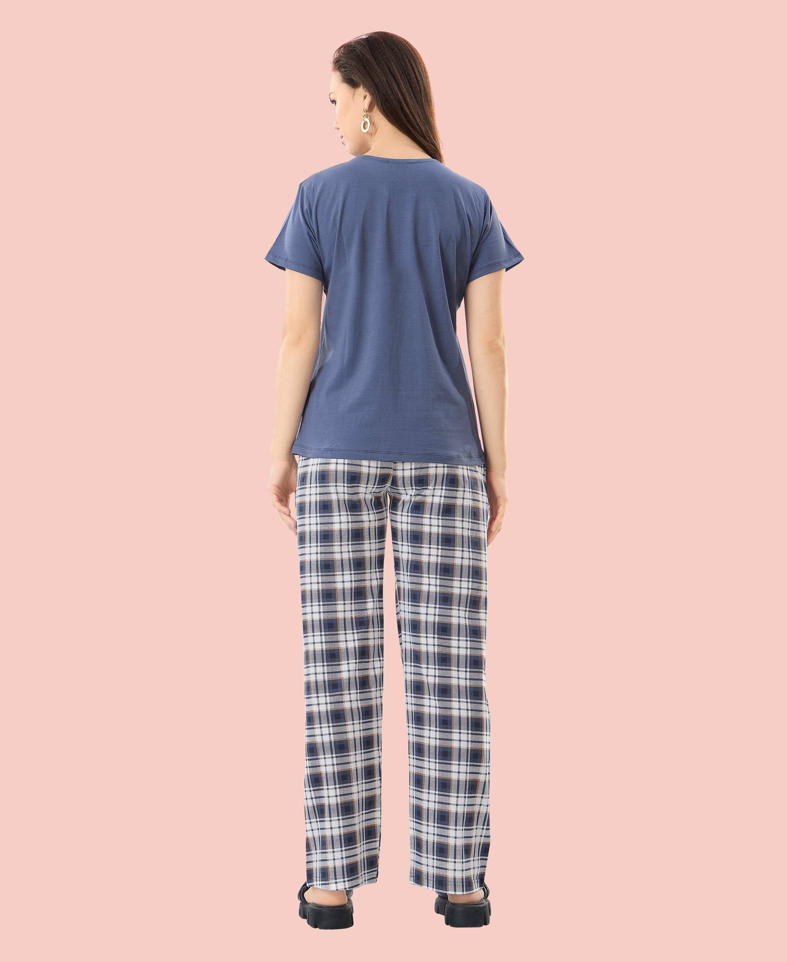 Velure Trendy Printed Pajama Set - Velure - - Cotton Lycra Fabric, Full Length Pant, Half Sleeves, Round neck