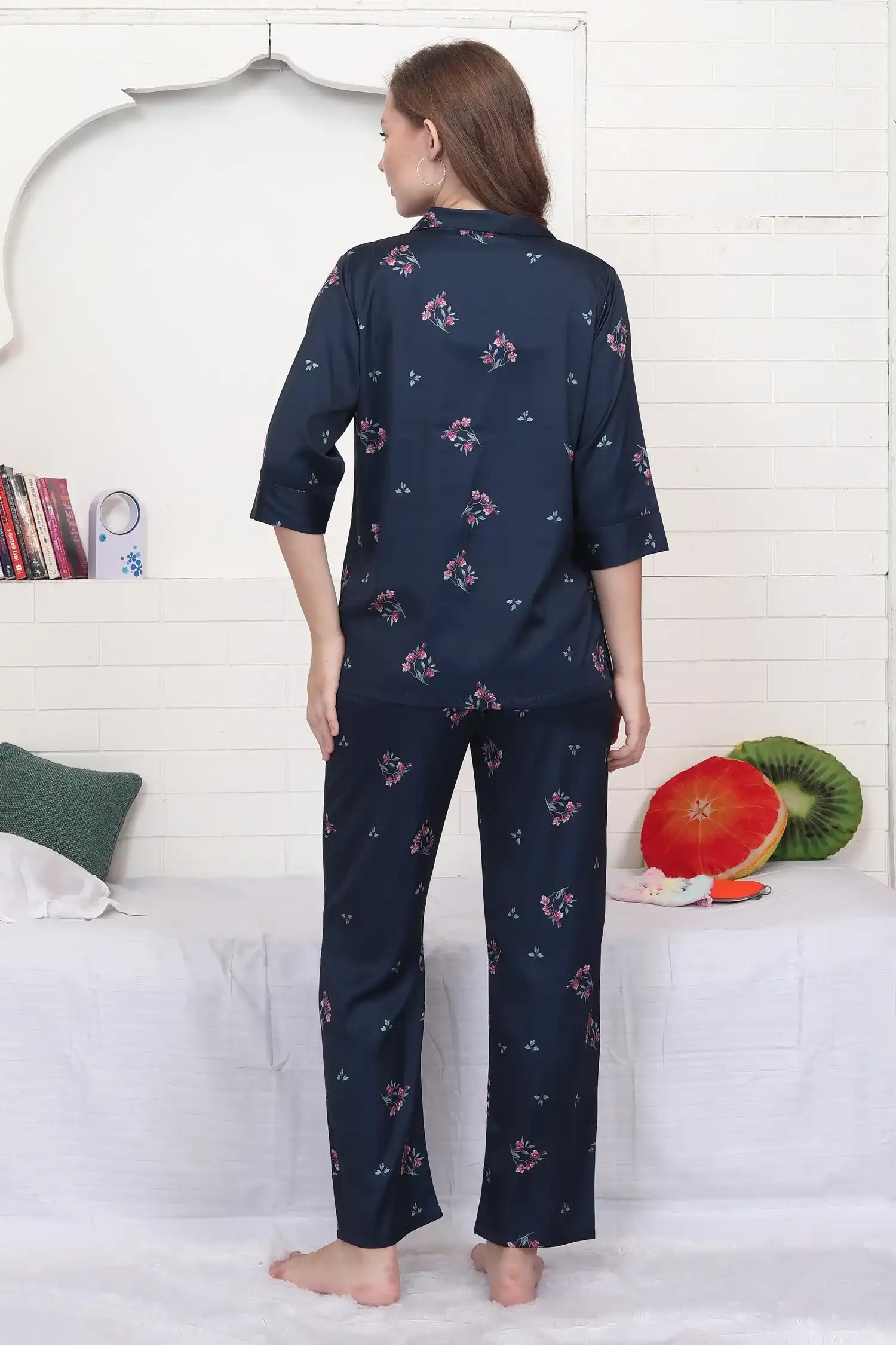 Velure Trendy Floral Satin Night Suit