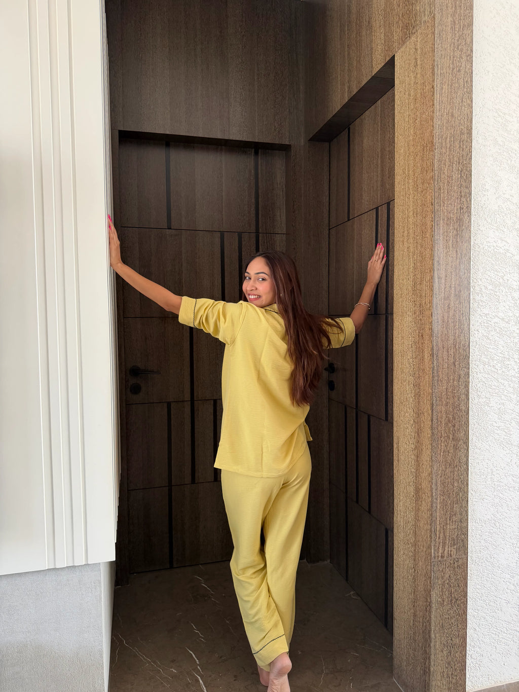 Velure Soothing Mustard Cotton Night Suit