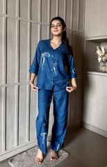 Velure Charming Bow Print Cotton Night Suit